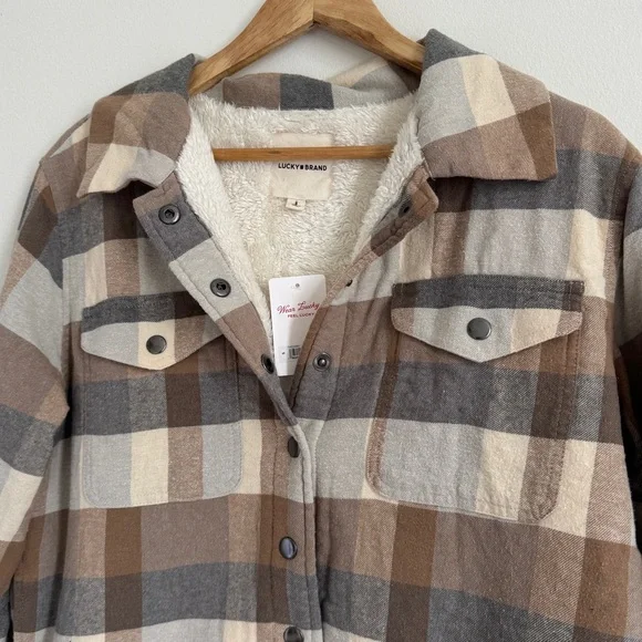 NWT LUCKY BRAND PLAID SHACKET SIZE SMALL NEW WOMENS SMALL FLEECE FALL WINTER - Picture 2 of 4
